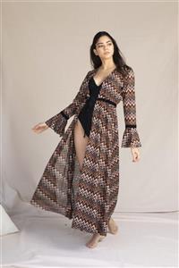 alase Siyah Zigzag Kimono