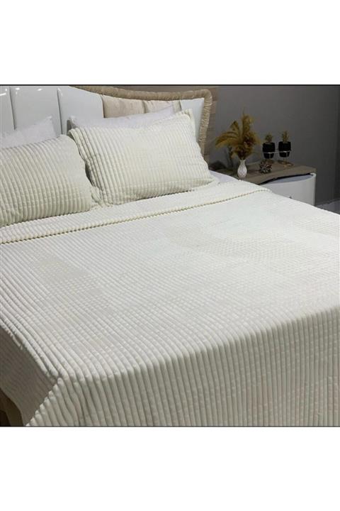 Merinos Modern Lıne 3 Parça Battaniye Seti Kemik