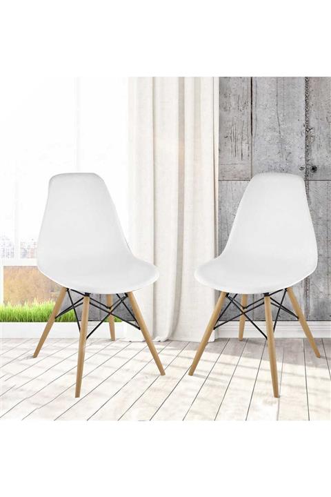 Dorcia Home Beyaz Eames Sandalye - 2 Adet - Cafe Balkon Mutfak Sandalyesi