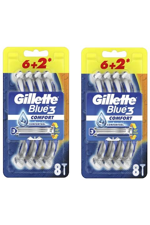 Gillette Blue3 Comfort Kullan-at Tıraş Bıçağı 8'li X 2 Paket