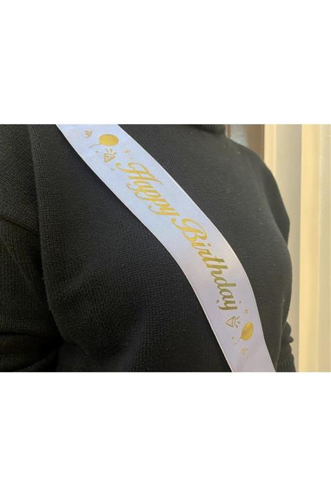 COMPANERO SHOP Mavi Happy Birthday Doğum Günü KuşağıGold