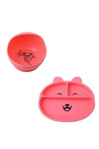 YumioKids Vakumlu Silikon Mama Tabağı-kasesi Seti Pempe Tabak- Kıvrımlı Kase Set