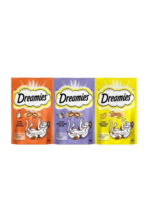 Dreamies Kedi Ödül Maması 60 gr 3 Adet Ördek Somon Peynir