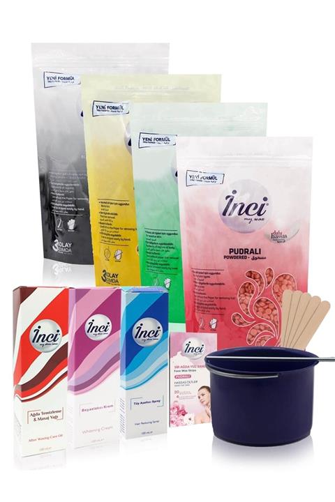 İnci Ağda 4x200g + Ağda Cezvesi + 3'lü Cilt Bakım + Yüz Sir Ağda Bandı