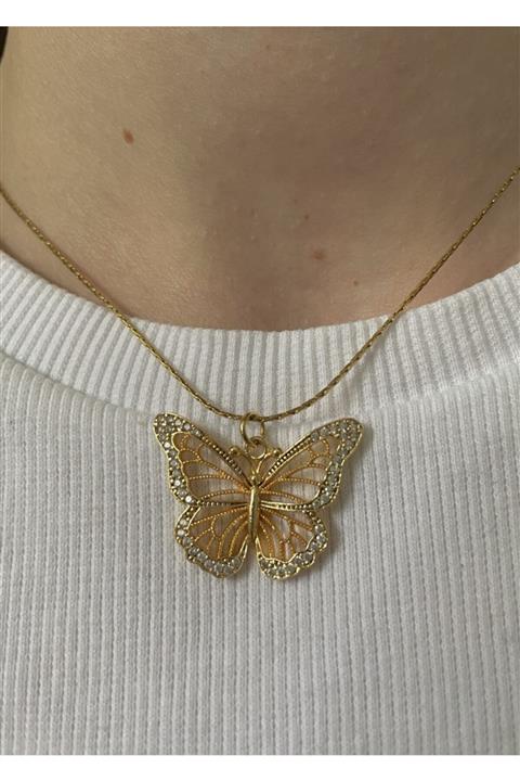 KİLİGİSTANBUL Zirkon Taşlı Kelebek Kolye