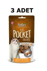 Reflex Cat Pocket Anti Hairball Sığır Etli Maltlı 60 Gr X 3 Adet Anti Tüy Yumağı Kedi Ödül Maması