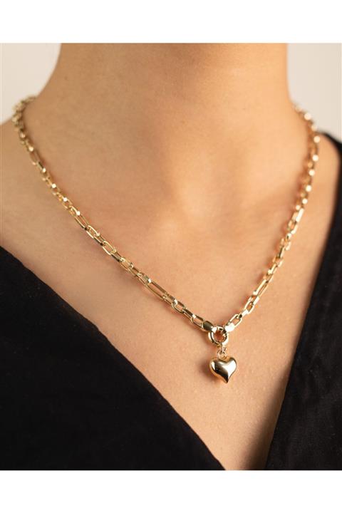 YAVUZ KUYUMCULUK Altın Ataç Zincir Kalp Kolye