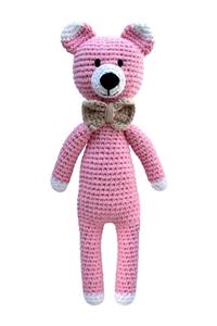 flamintoy Uyku Arkadaşı Pembe Sevimli Ayıcık Amigurumi Organik Doğal Oyuncak Bebek