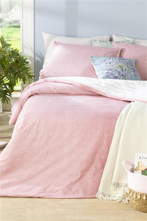 English Home Textured Stripe Pamuklu Çift Kişilik Nevresim Seti 200x220 Cm Pembe