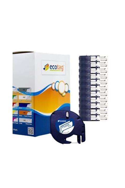 ECOTAG Dymo Letratag Muadil Plastik Şerit Etiket Mavi 10'lu Paket