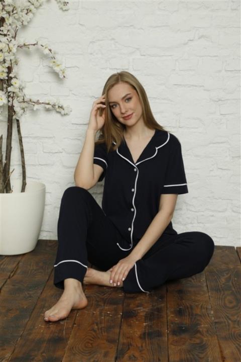 pijamacity Kadın Kısa Kollu Lacivert Pijama Takımı