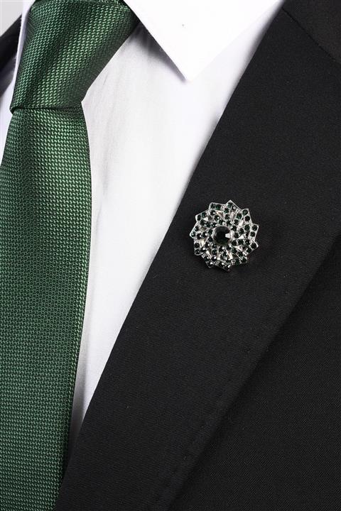 Esgue Taşlı Yaka Broş Yeşil