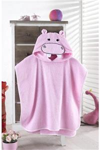 Montesia Cute Hippo 3d %100 Pamuk Bebek / Çocuk Havlu Panço – Pembe 60 X 60 Cm