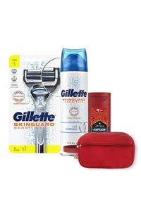 Old Spice Gillette Skinguard Tıraş Makinesi Tıraş Bıçağı Jel Duş Jeli Çanta