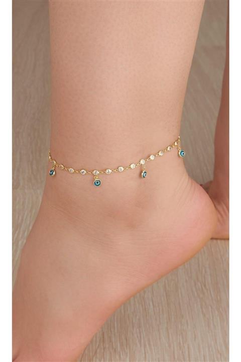 Tmt Silver Gümüş Altın Kaplama Nazar Boncuklu Halhal