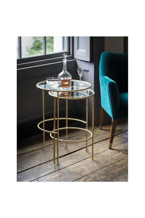 ZANOTTA Tasarım Nesting Gold Cam Yan Sehpa