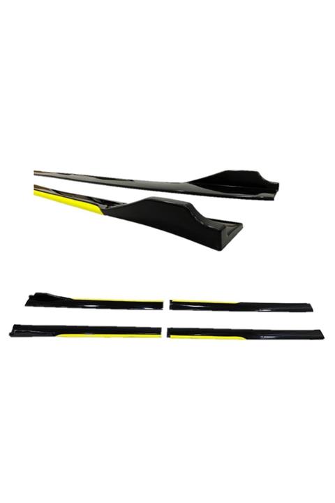 BULLCAR Universal Kulaklı Yan Marşpiyel Siyah Sarı Şeritli