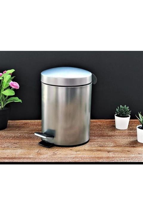Esence Hediyelik 3 Lt Paslanmaz Çelik Pedallı Metal Çöp Kovası Gri
