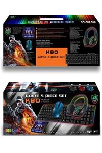 Amasra Gaming Set Oyuncu Seti K80 Kr Game 4 Pıece Set Oyuncu Set Klavye+ Mouse+ Kulaklık+mouse Pad