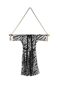 ANGELS IN RA Zanzıbar Black Keten Zebra Desenli Kimono