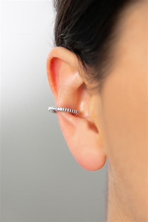 Elika Silver Kadın Üçgen Detaylı Halka Model Kıkırdak Küpe