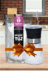 Doğaltuz Tuz & Karabiber Değirmeni Kısa Siyah + 1kg Orijinal Çankırı Kaya Tuzu Öğütme Granül Form