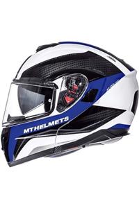 MT Helmets Atom Flıp Up Sv Tarmac White Black Blue