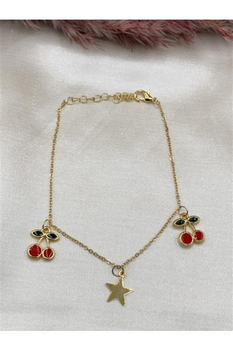 Eylülün Takısı Kadın Altın Renk Kiraz Modeli Halhal