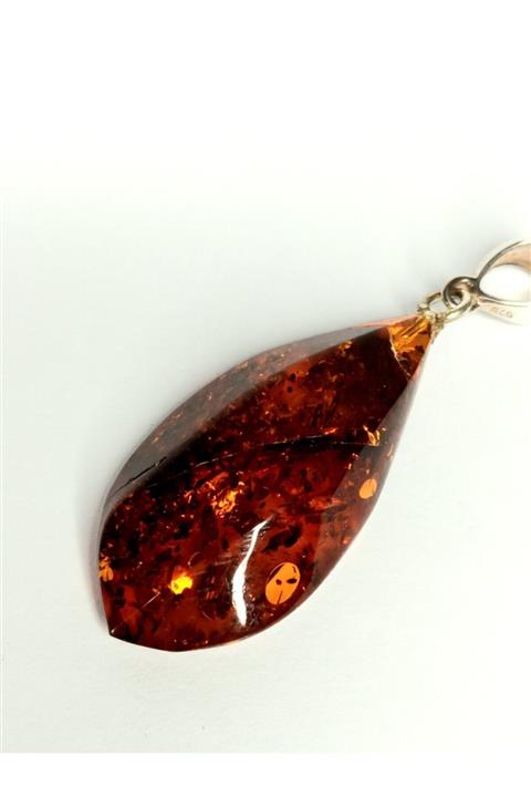 Amber by Mazukna Karamel Baltık Damla Kehribar Kolye Ucu