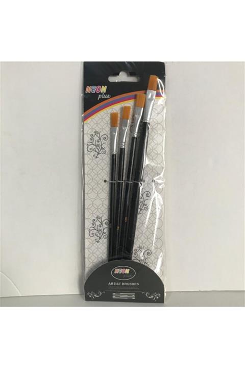 Neon Akrilik Ve Yağlı Boya Fırça Seti 4 'lü Set