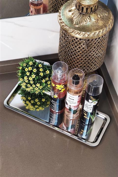 KHAKMA Lüx Çelik Banyo Raf Düzenleyici Aksesuar Tepsisi 33x13cm Past1