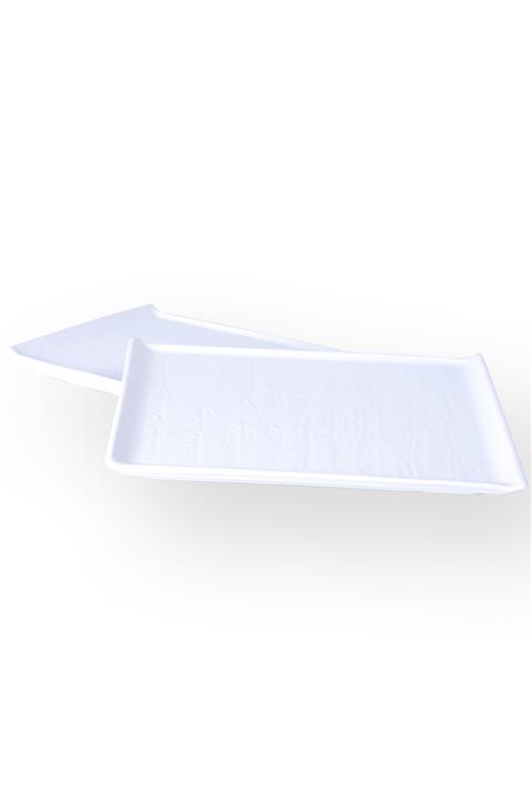 Keramika Beyaz Doğaltaş Kayık Tabak 30 Cm 2 Adet