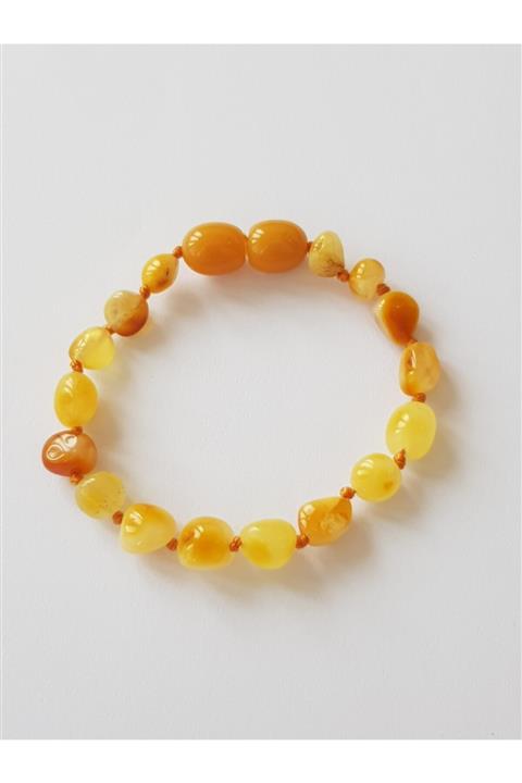 Kehribar Sarayı Parlak Süt Rengi Baltık Damla Kehribar Bebek Bileklik