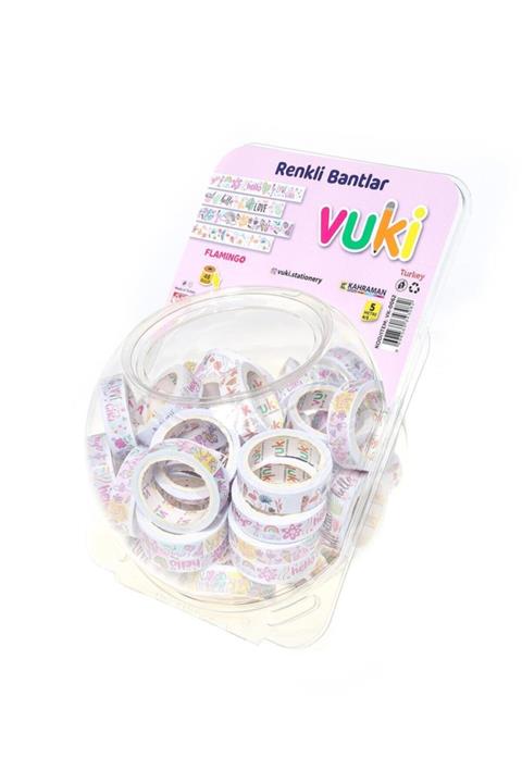 VUKİ Flamingo Renkli Desenli Bant 5m Flamingo 48 Li Set