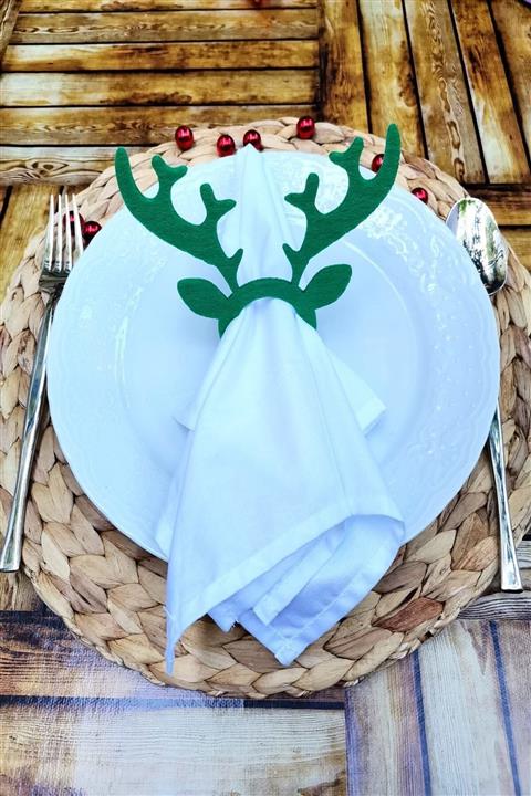 ESanat Evi 6 Adet Dekoratif Geyikli Peçete Yüzüğü