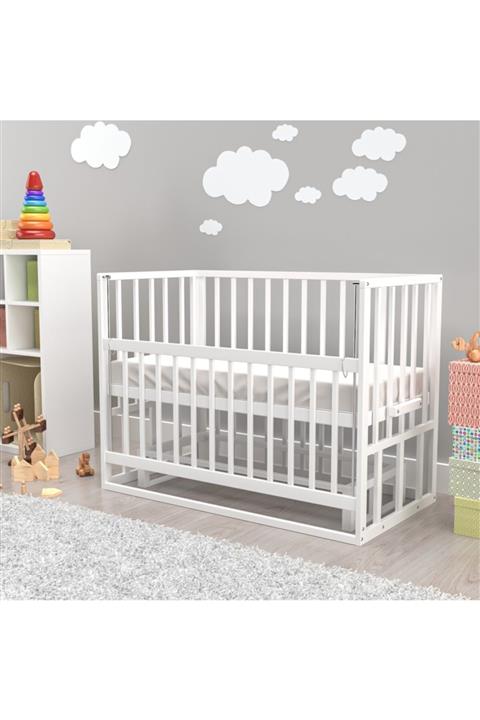 Alyans Sallanan Ahşap Park Beşik, Kademeli, Asansörlü (60x120) Beyaz