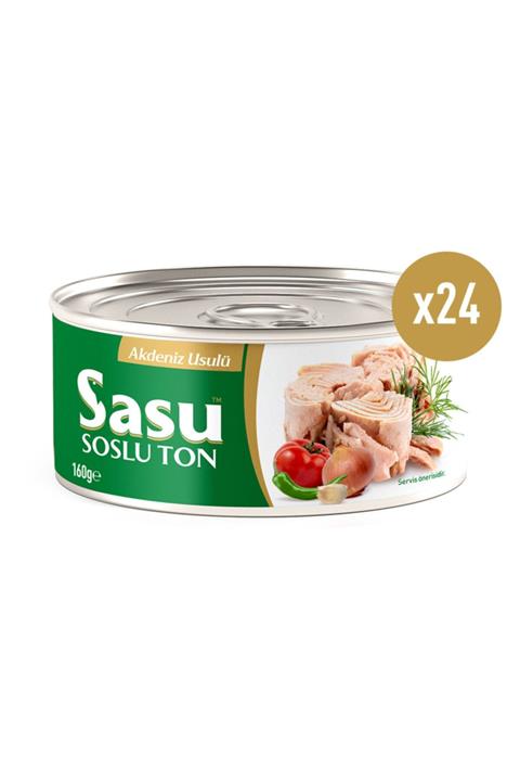 SASU SOSLUTON Sasu Akdeniz Usulü Ton Balığı 1 Koli 24x160 Gr Bütün Dilim