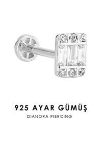 Dianora Piercing Taşlı Baget Gümüş Tragus Piercing