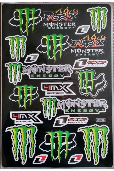 AnkaShop Monster Sticker Motosiklet Sticker Seti 1. Sınıf Renkli Baskı Kaliteli Yapışkan Motor Etike