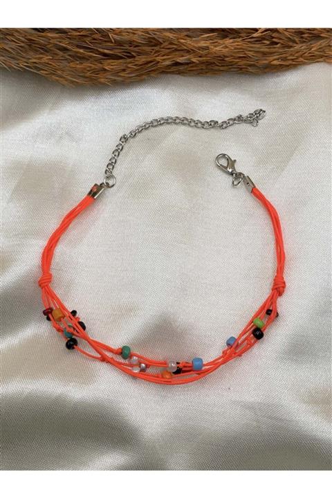 Eylülün Takısı Turuncu Ipli Boncuklu Halhal