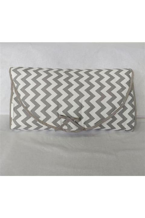 Mini Baby Çok Amaçlı Alt Açma Yatağı 50x90 Ölçü Gri Zigzag Desen