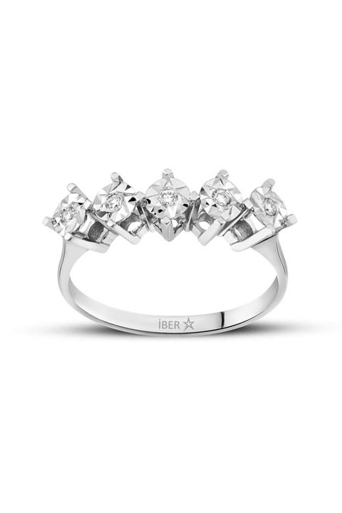İBER DIAMOND Pırlanta Efekt Beştaş Yüzük G Sı 0.08 Karat