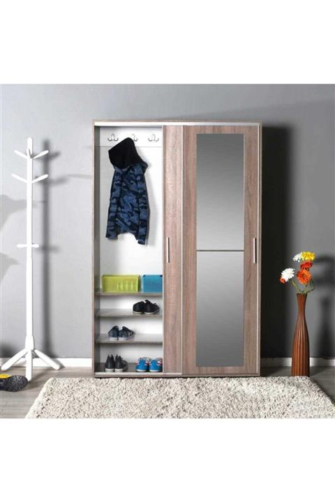 Adore Mobilya Porto Sürgülü Aynalı Portmanto - Latte