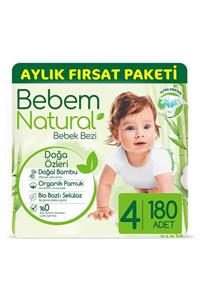 Bebem Natural Bebek Bezi 4 Beden Maxi Aylık Fırsat Paketi 180 Adet