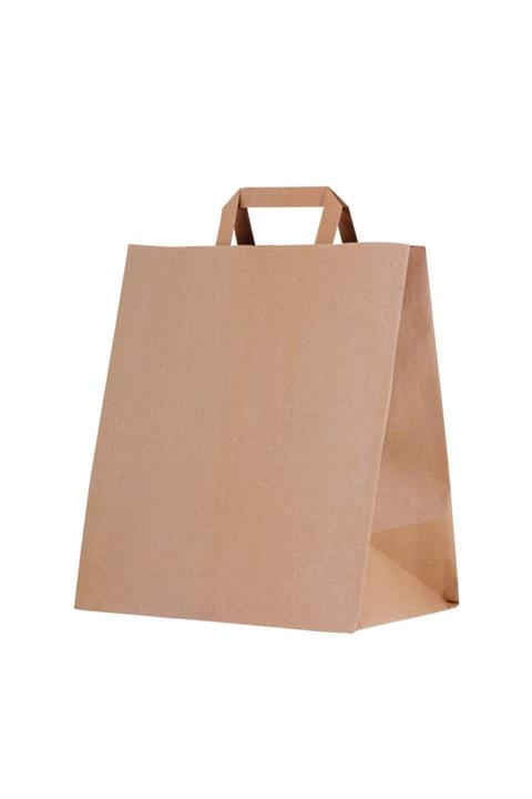 apapak Flat (DÜZ) Saplı Kraft Çanta-28x15x29,5-25 Adet (70 GR/M2-KAHVERENGİ KRAFT KAĞIT POŞET) V-kf-1940