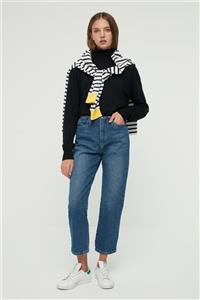 TRENDYOLMİLLA Indigo Bel Detaylı Yüksek Bel Mom Jeans TWOAW22JE1365