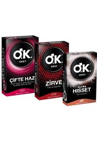 Okey 3 Kutu 3 Çeşit Prezervatif Çifte Haz Zirve Ultra Hisset