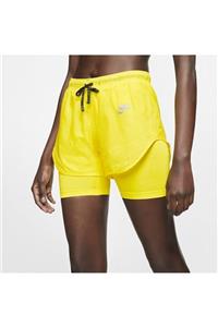 Nike Taytlı Şort Sarı Air Women's 2-in-1 Running Shorts - Yellow Cj2154-731