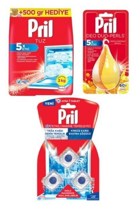 Pril 3'lü Bulaşık Makinesi Temizleme Seti
