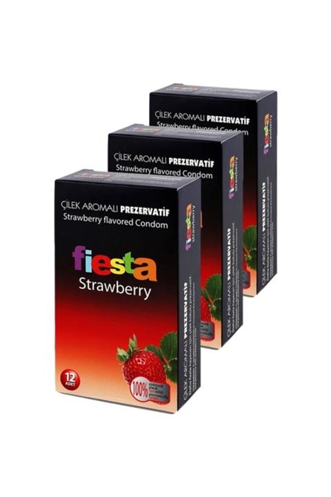 Fiesta Strawberry (cilekli) 12'li Ithal Prezervatif 3 Lü C-1588